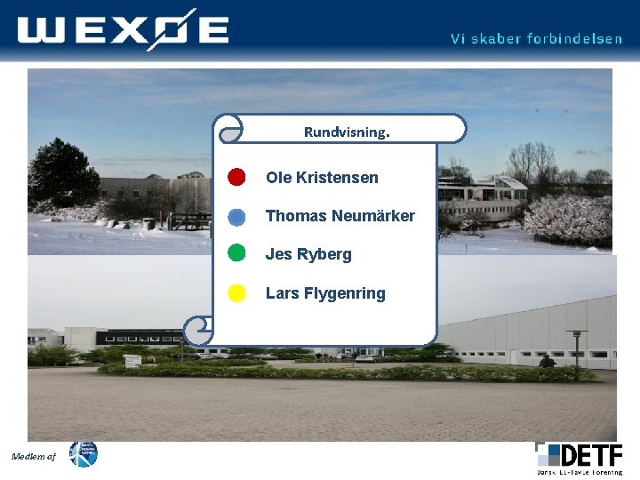 Rundvisning. Ole Kristensen Thomas Neumärker Jes Ryberg Lars Flygenring Medlem af 