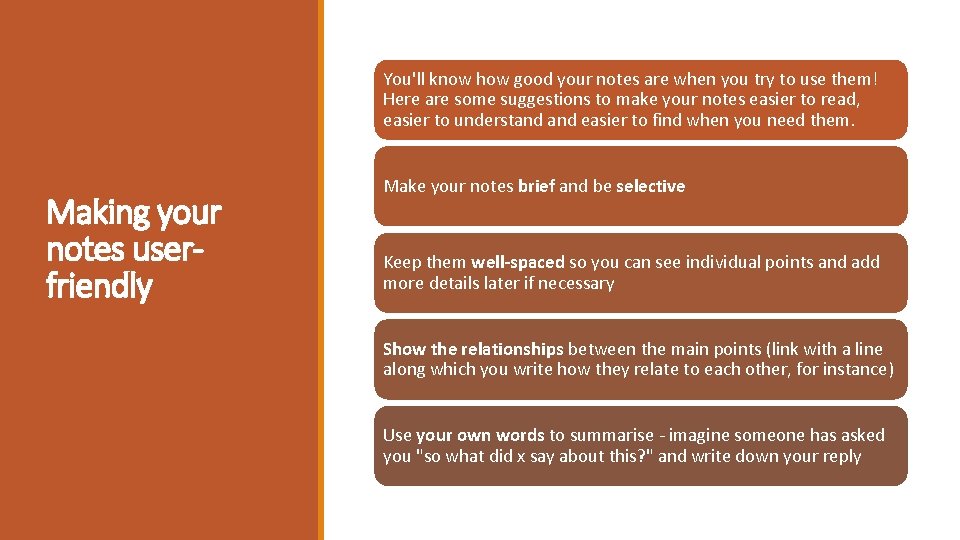 You'll know how good your notes are when you try to use them! Here