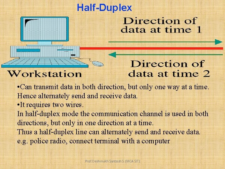 Half-Duplex • Can transmit data in both direction, but only one way at a