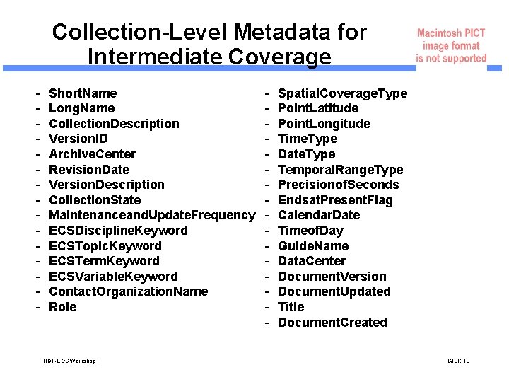 Collection-Level Metadata for Intermediate Coverage - Short. Name Long. Name Collection. Description Version. ID