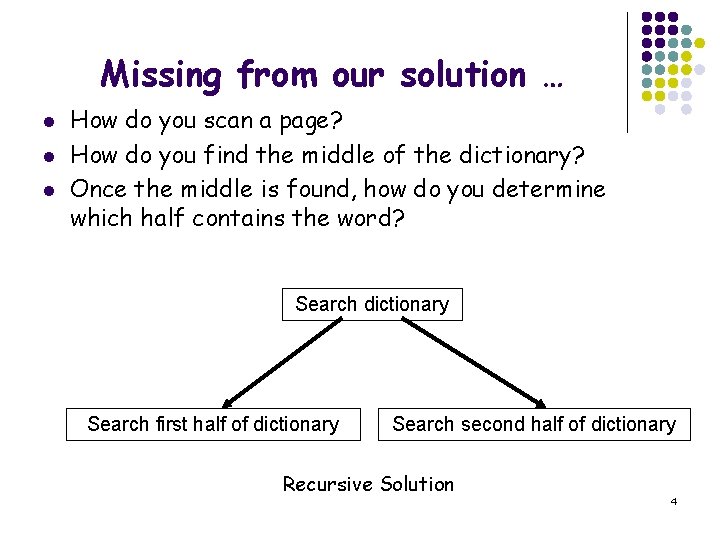 Missing from our solution … l l l How do you scan a page?