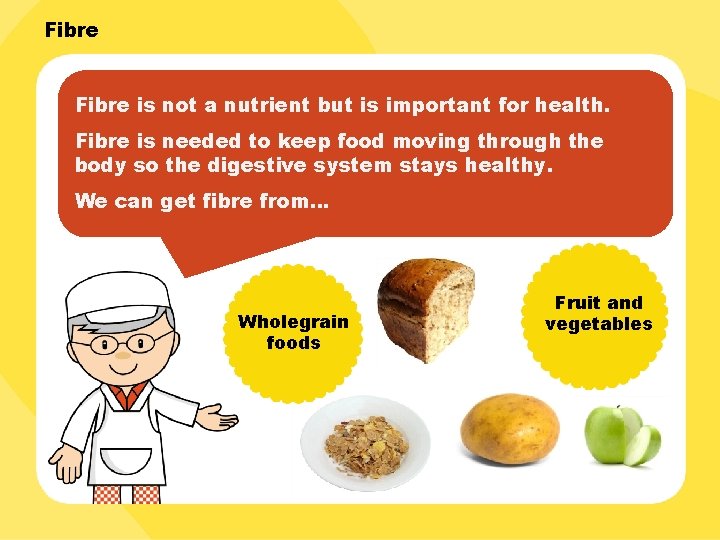 Fibre is not a nutrient but is important for health. Fibre is needed to