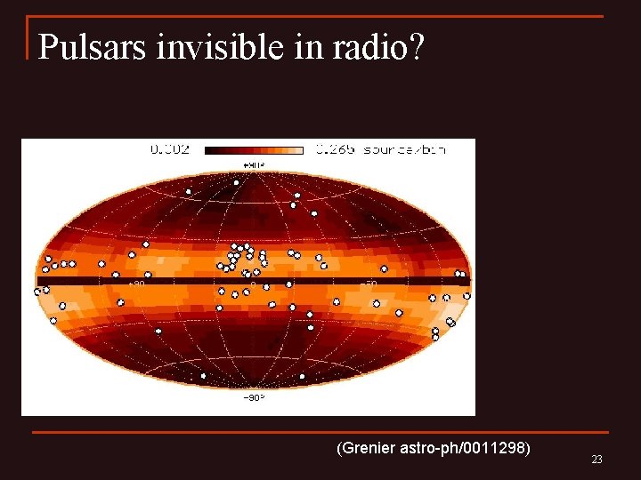 Pulsars invisible in radio? (Grenier astro-ph/0011298) 23 