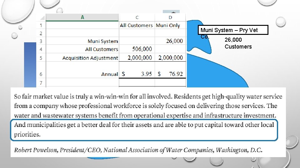 Muni System – Pry Vet Co. 26, 000 Customers Pry Vet Water Company 480,