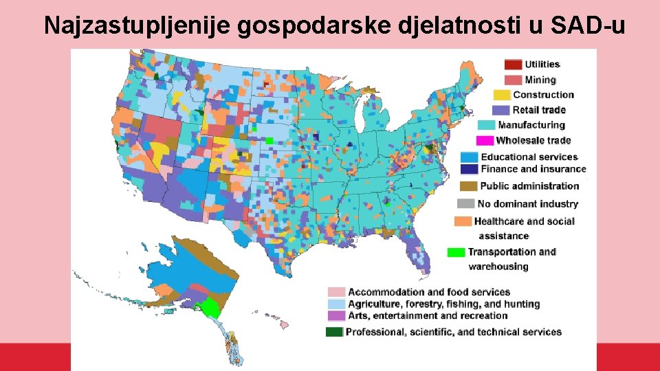 Najzastupljenije gospodarske djelatnosti u SAD-u 