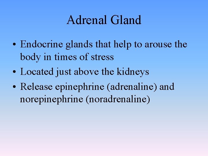 Adrenal Gland • Endocrine glands that help to arouse the body in times of Adrenal Gland • Endocrine glands that help to arouse the body in times of