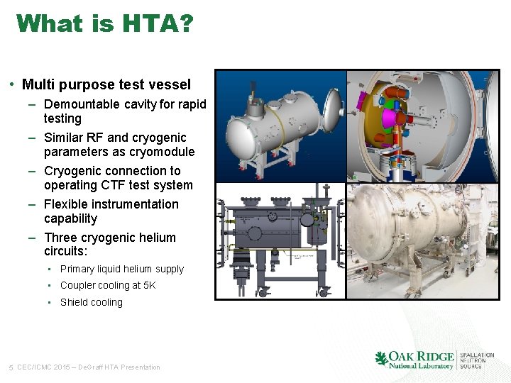What is HTA? • Multi purpose test vessel – Demountable cavity for rapid testing