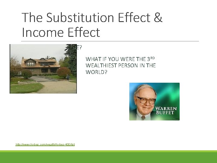 The Substitution Effect & Income Effect WOULD YOU LIVE HERE? WHAT IF YOU WERE The Substitution Effect & Income Effect WOULD YOU LIVE HERE? WHAT IF YOU WERE