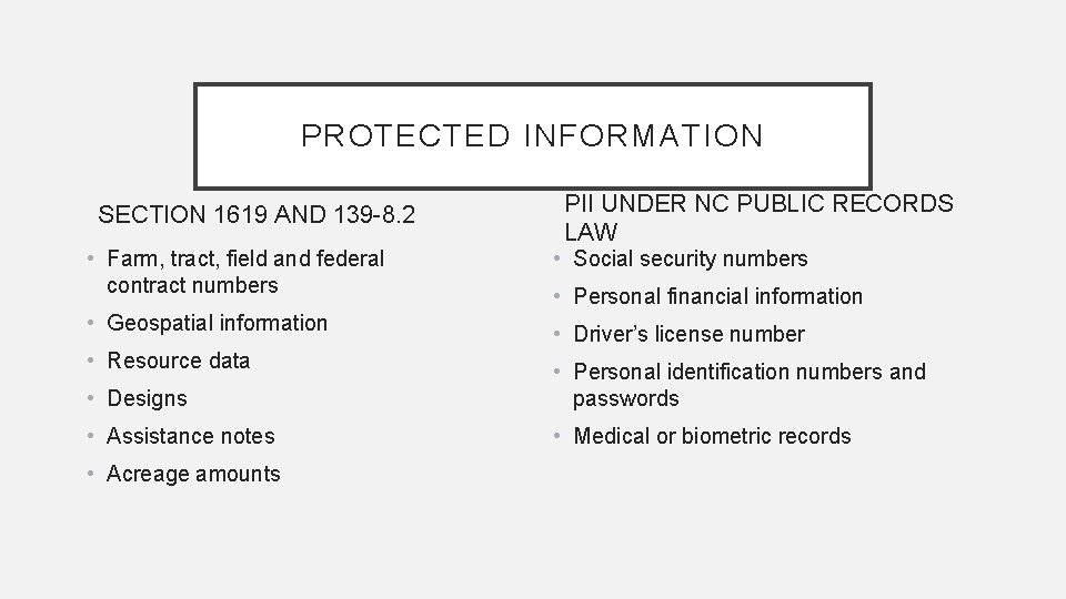 PUBLIC RECORDS Considerations for Local Soil and Water