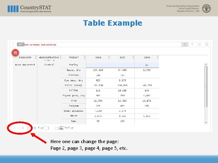 Table Example 0 Here one can change the page: Page 2, page 3, page