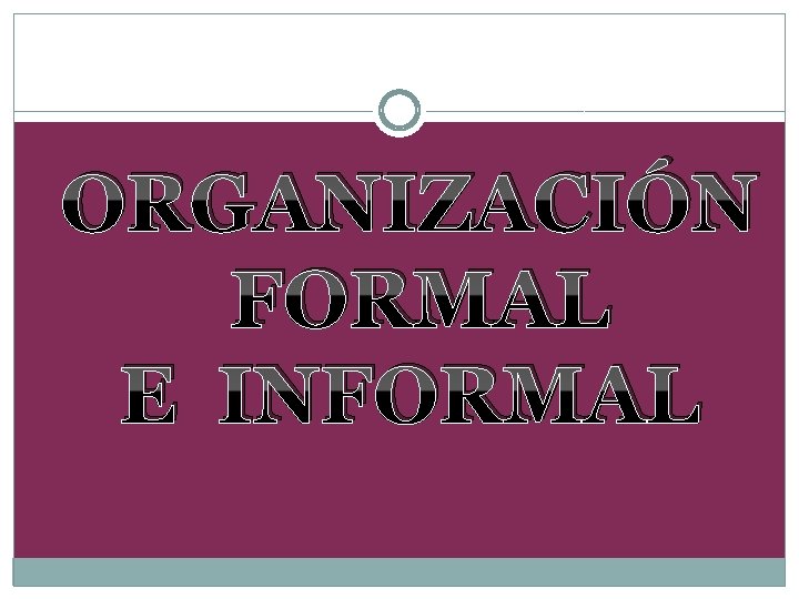 ORGANIZACIÓN FORMAL E INFORMAL 