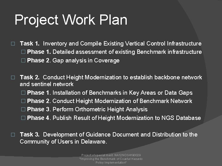 Project Work Plan � Task 1. Inventory and Compile Existing Vertical Control Infrastructure �