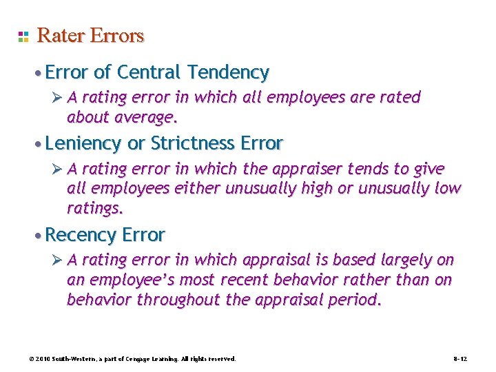 Rater Errors • Error of Central Tendency Ø A rating error in which all