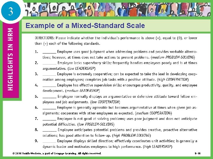 3 Example of a Mixed-Standard Scale © 2010 South-Western, a part of Cengage Learning.