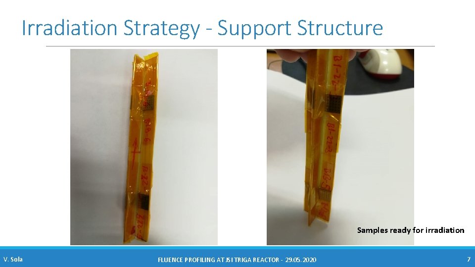 Irradiation Strategy - Support Structure Samples ready for irradiation V. Sola FLUENCE PROFILING AT