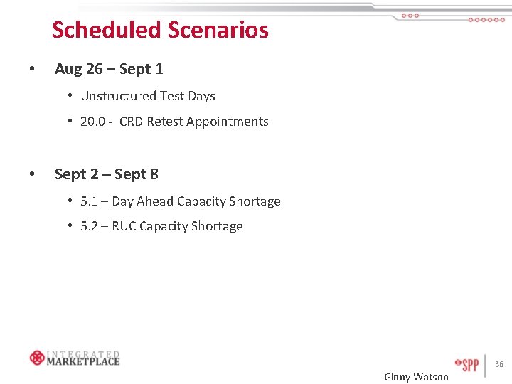 Scheduled Scenarios • Aug 26 – Sept 1 • Unstructured Test Days • 20.