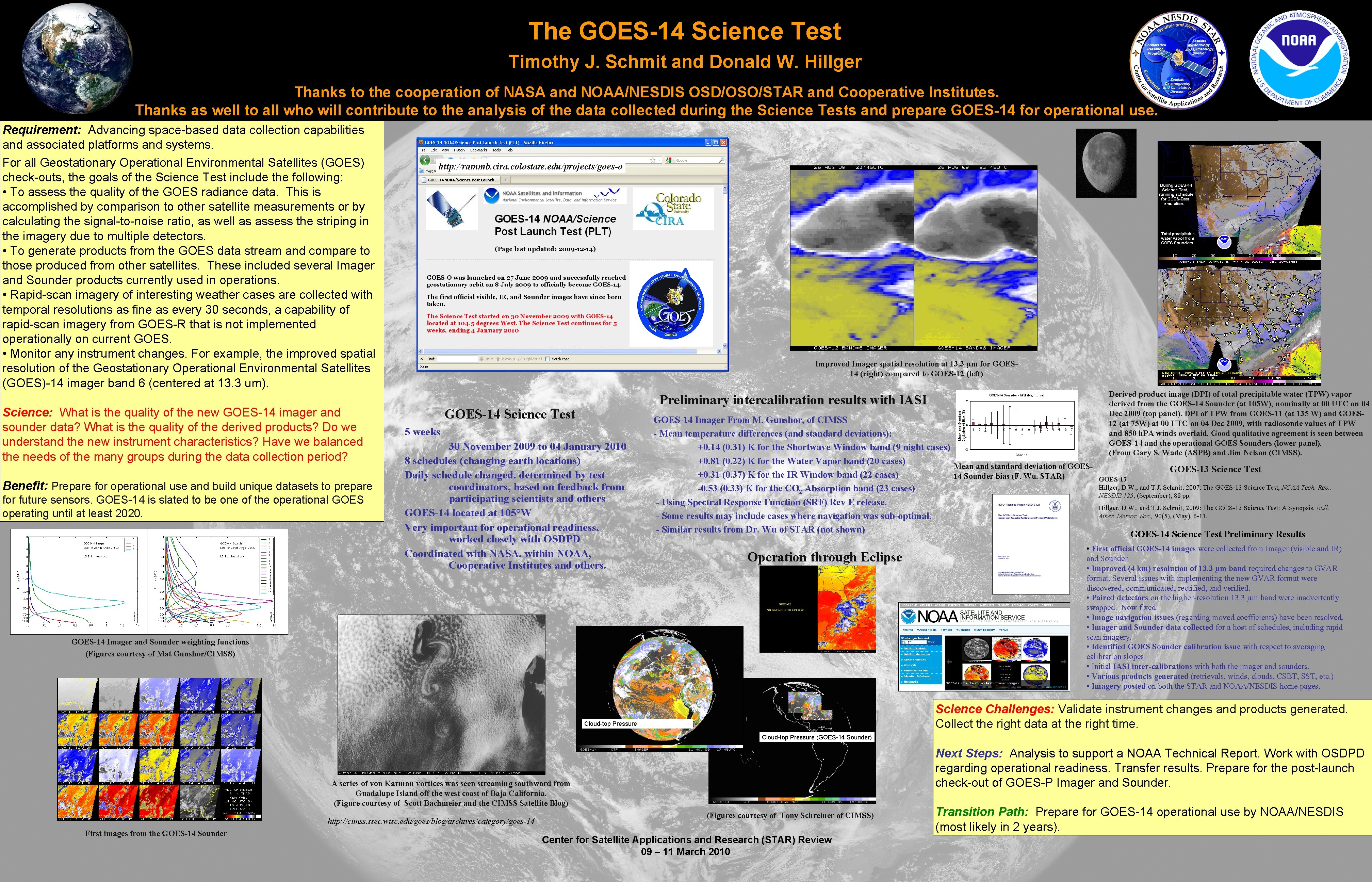 The GOES-14 Science Test Timothy J. Schmit and Donald W. Hillger Thanks to the