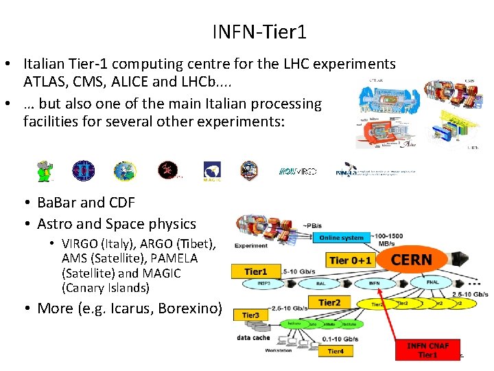 INFN-Tier 1 • Italian Tier-1 computing centre for the LHC experiments ATLAS, CMS, ALICE