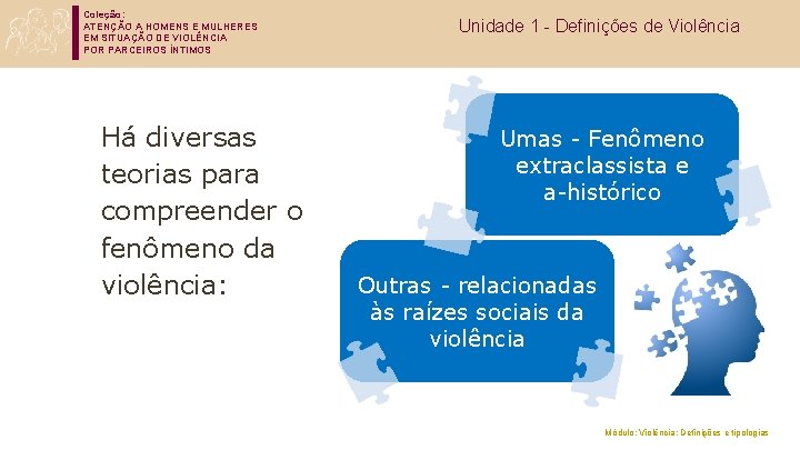 Coleção: ATENÇÃO A HOMENS E MULHERES EM SITUAÇÃO DE VIOLÊNCIA POR PARCEIROS ÍNTIMOS Há