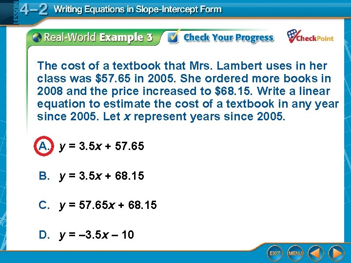 The cost of a textbook that Mrs. Lambert uses in her class was $57.