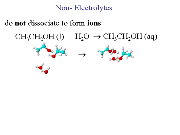 Non- Electrolytes do not dissociate to form ions CH 3 CH 2 OH (l)