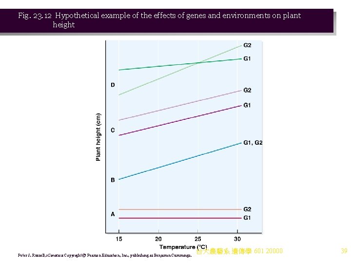 Fig. 23. 12 Hypothetical example of the effects of genes and environments on plant