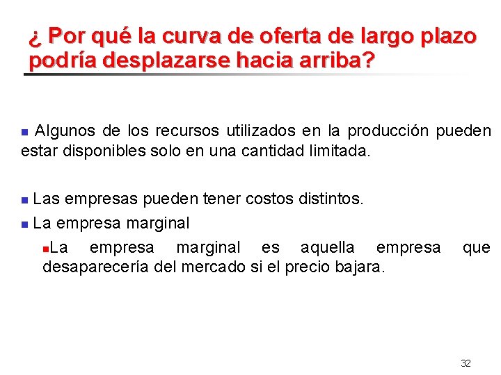 ¿ Por qué la curva de oferta de largo plazo podría desplazarse hacia arriba?