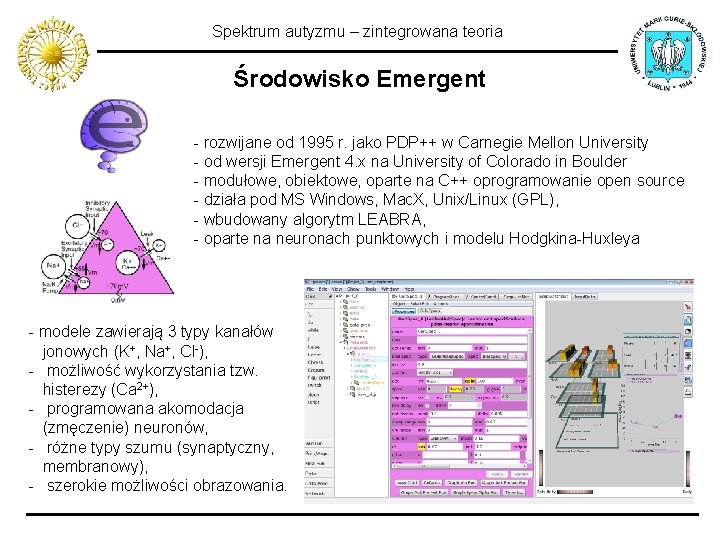 Spektrum autyzmu – zintegrowana teoria Środowisko Emergent - rozwijane od 1995 r. jako PDP++