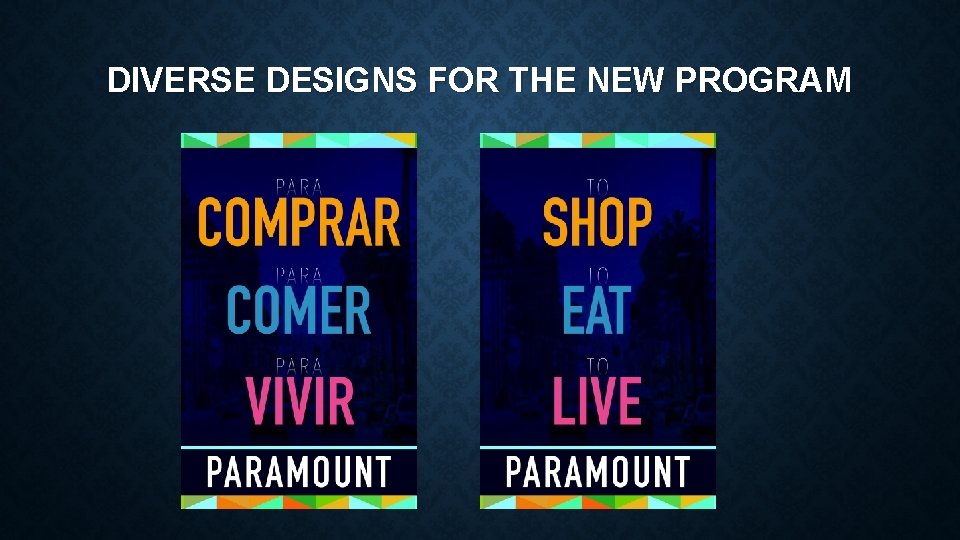 DIVERSE DESIGNS FOR THE NEW PROGRAM 