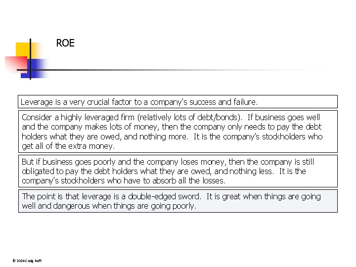 ROE Leverage is a very crucial factor to a company’s success and failure. Consider