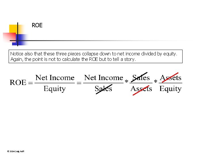 ROE Notice also that these three pieces collapse down to net income divided by