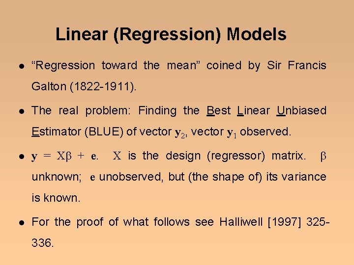 Regression Models and Loss Reserving Leigh J Halliwell