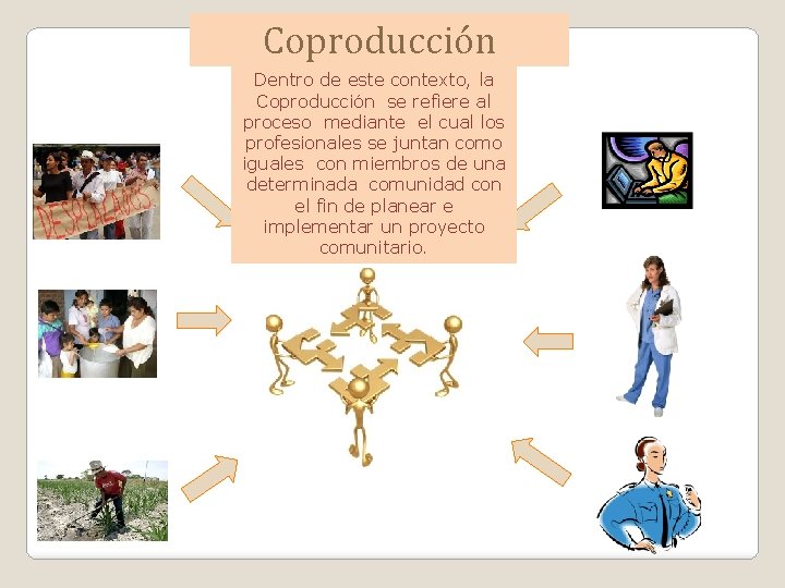 Coproducción Dentro de este contexto, la Coproducción se refiere al proceso mediante el cual