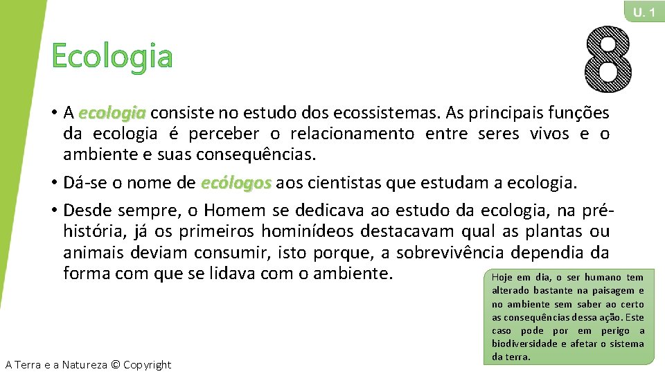 Ecologia • A ecologia consiste no estudo dos ecossistemas. As principais funções da ecologia