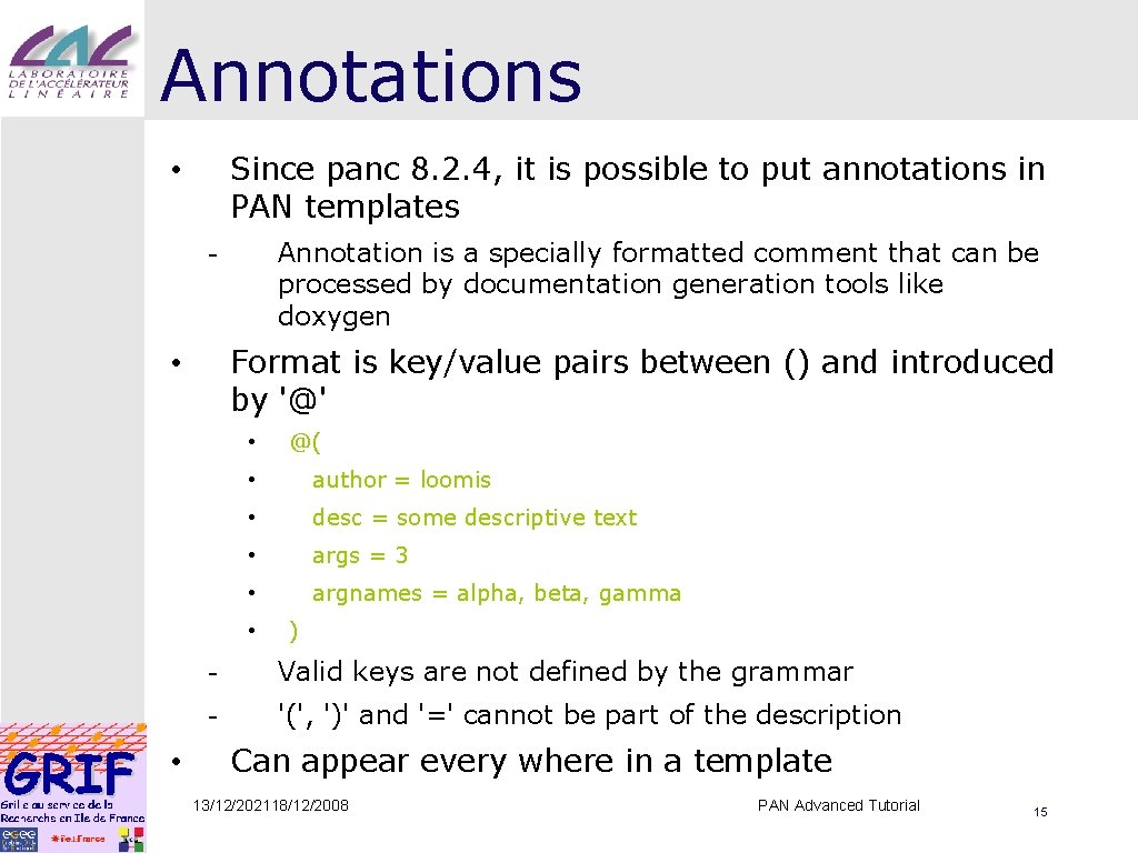 Annotations Since panc 8. 2. 4, it is possible to put annotations in PAN