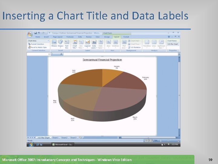 Inserting a Chart Title and Data Labels Microsoft Office 2007: Introductory Concepts and Techniques