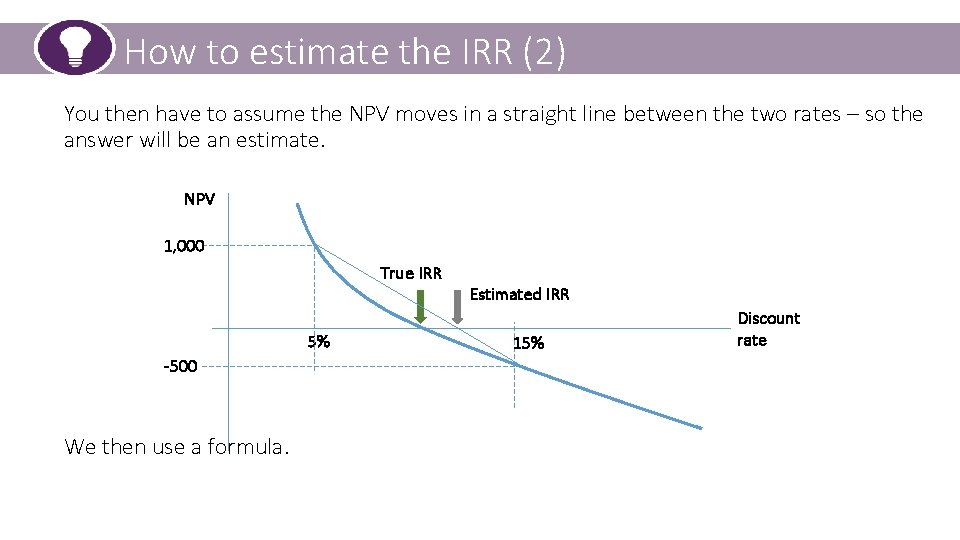 How to estimate the IRR (2) You then have to assume the NPV moves