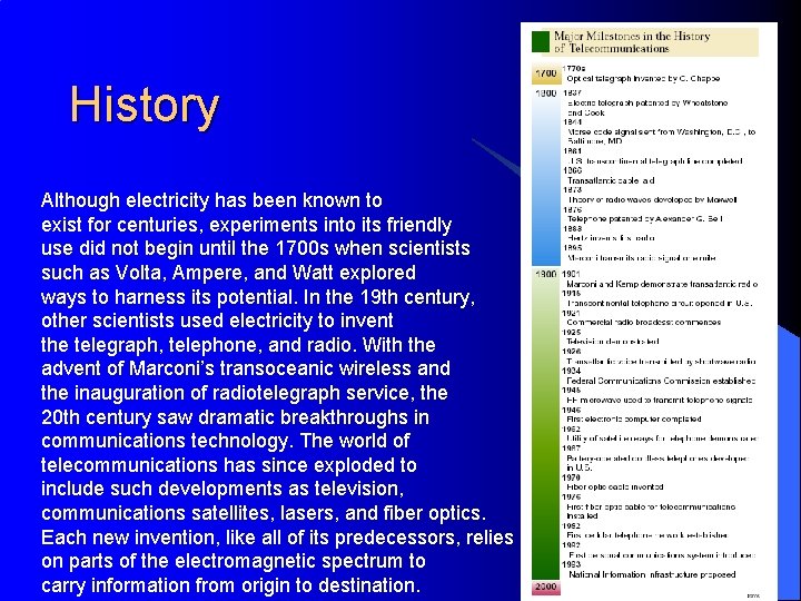 History Although electricity has been known to exist for centuries, experiments into its friendly