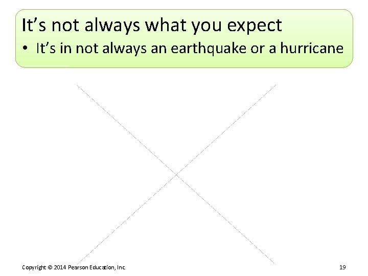 It’s not always what you expect • It’s in not always an earthquake or