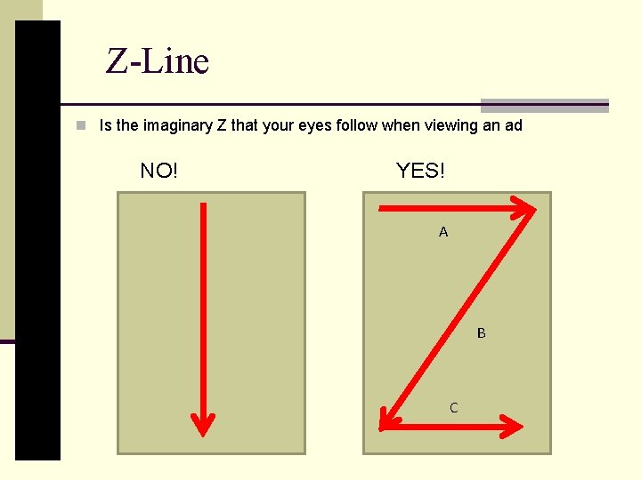 Z-Line n Is the imaginary Z that your eyes follow when viewing an ad