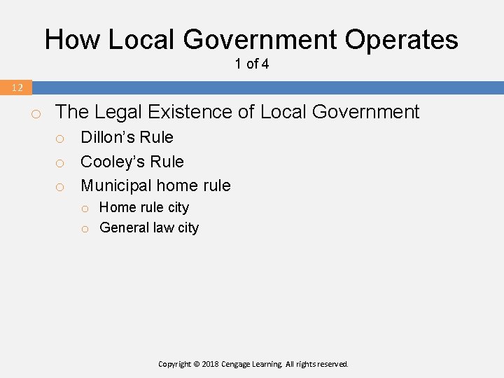 How Local Government Operates 1 of 4 12 o The Legal Existence of Local