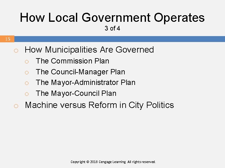 How Local Government Operates 3 of 4 15 o How Municipalities Are Governed o