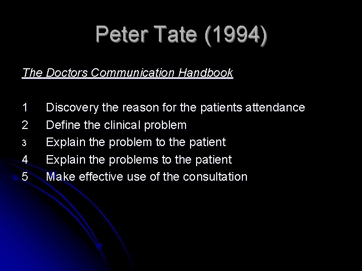 Peter Tate (1994) The Doctors Communication Handbook 1 2 3 4 5 Discovery the