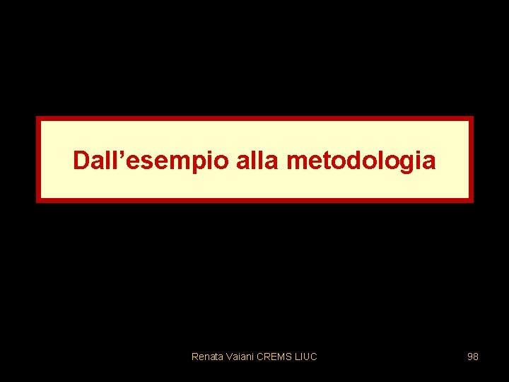 Dall’esempio alla metodologia Renata Vaiani CREMS LIUC 98 