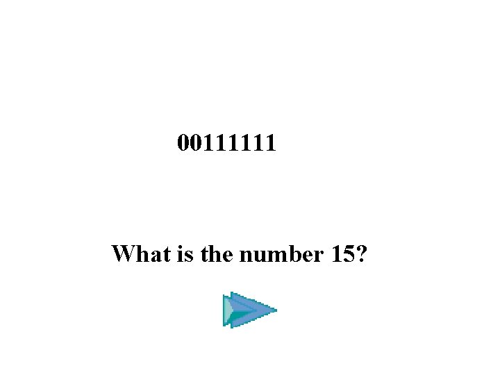 00111111 What is the number 15? 