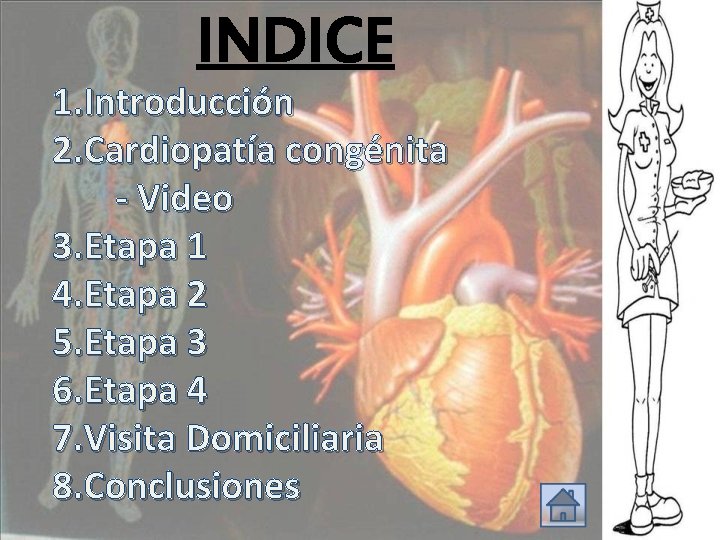 INDICE 1. Introducción 2. Cardiopatía congénita - Video 3. Etapa 1 4. Etapa 2