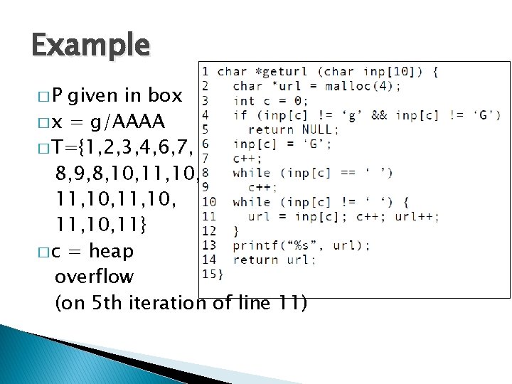 Example �P given in box � x = g/AAAA � T={1, 2, 3, 4,