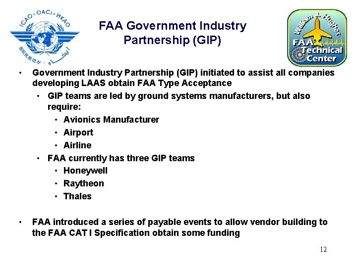 FAA Government Industry Partnership (GIP) • Government Industry Partnership (GIP) initiated to assist all