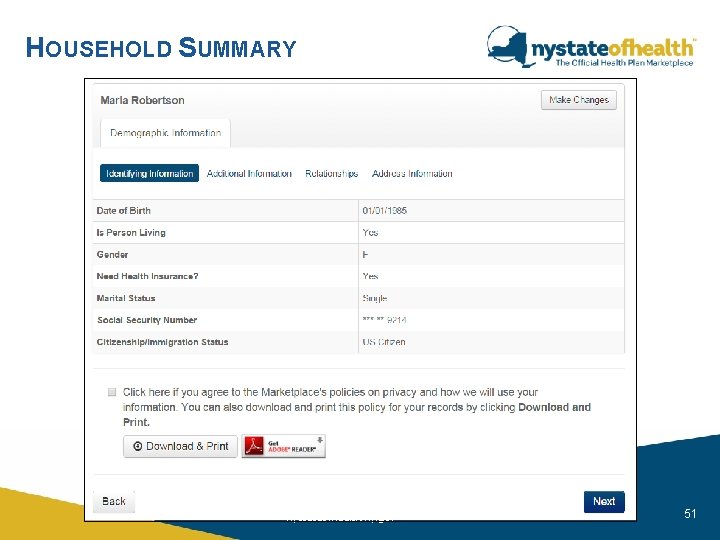 HOUSEHOLD SUMMARY nystateofhealth. ny. gov 51 
