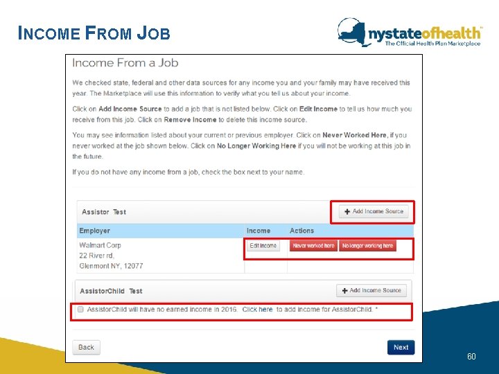 INCOME FROM JOB nystateofhealth. ny. gov 60 